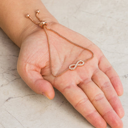 Rose Gold Plated Infinity Friendship Slider Set Created with Zircondia® Crystals
