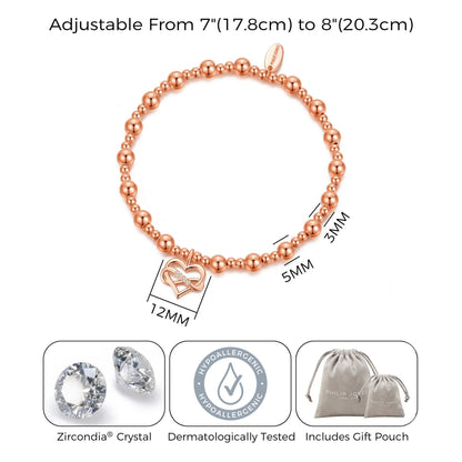 Rose Gold Plated Infinity Heart Beaded Stretch Bracelet