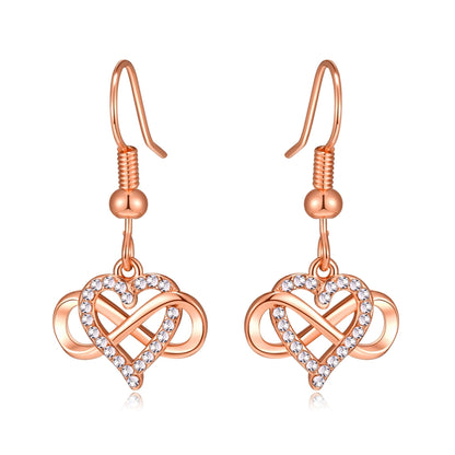 Rose Gold Plated Infinity Heart Drop Earrings Created with Zircondia® Crystals