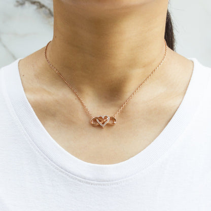 Rose Gold Plated Infinity Heart Necklace Created with Zircondia® Crystals