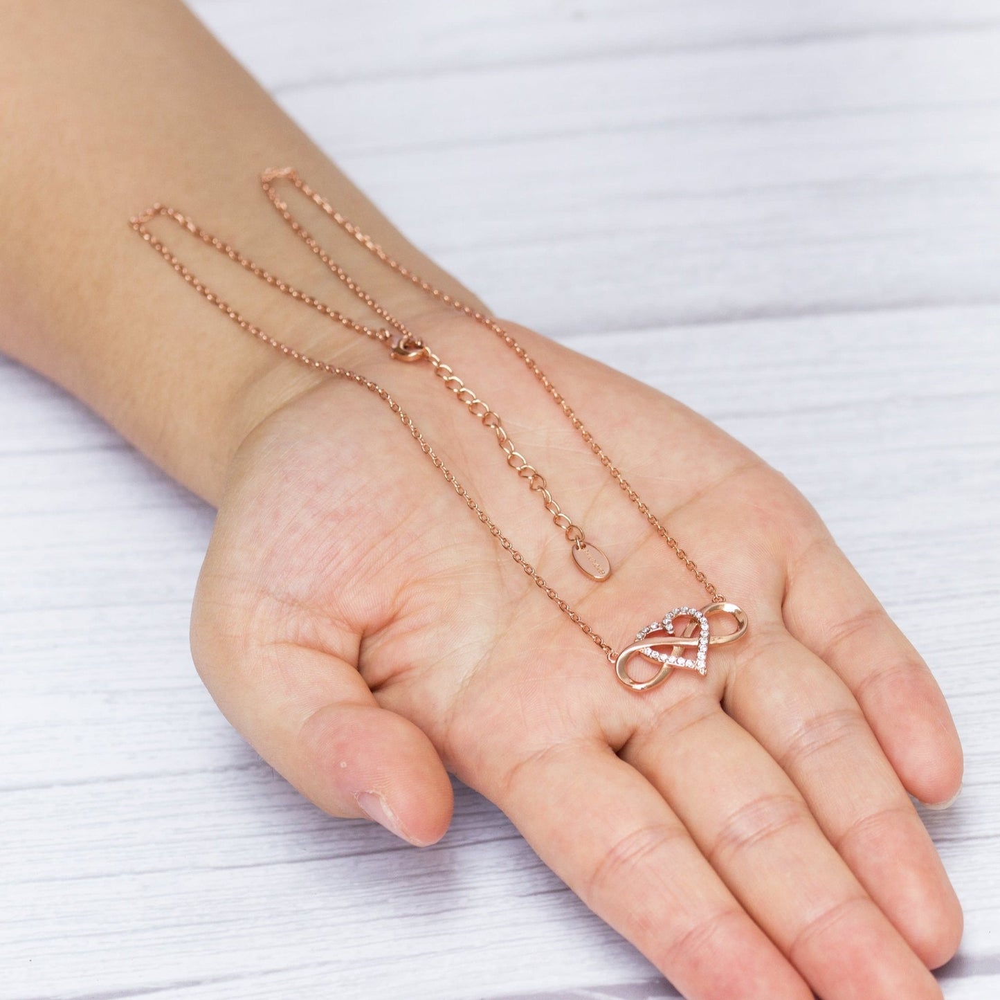 Rose Gold Plated Infinity Heart Necklace Created with Zircondia® Crystals