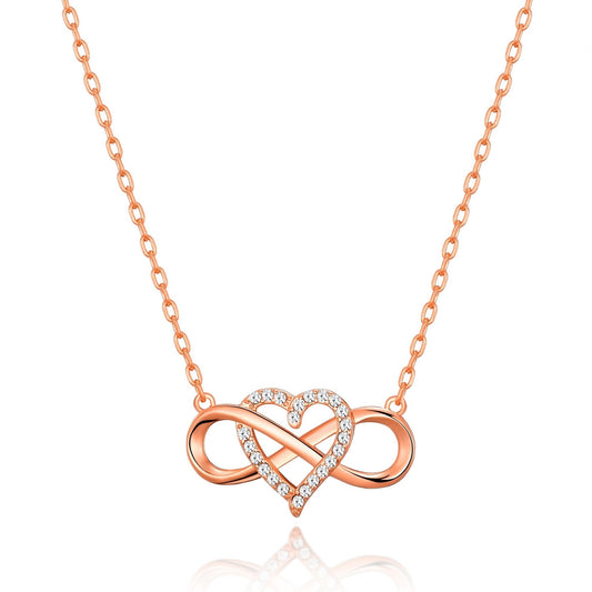 Rose Gold Plated Infinity Heart Necklace Created with Zircondia® Crystals