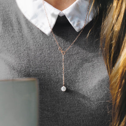 Rose Gold Plated Infinity Lariat Necklace Created with Zircondia® Crystals