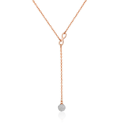 Rose Gold Plated Infinity Lariat Necklace Created with Zircondia® Crystals