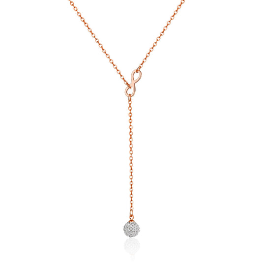 Rose Gold Plated Infinity Lariat Necklace Created with Zircondia® Crystals