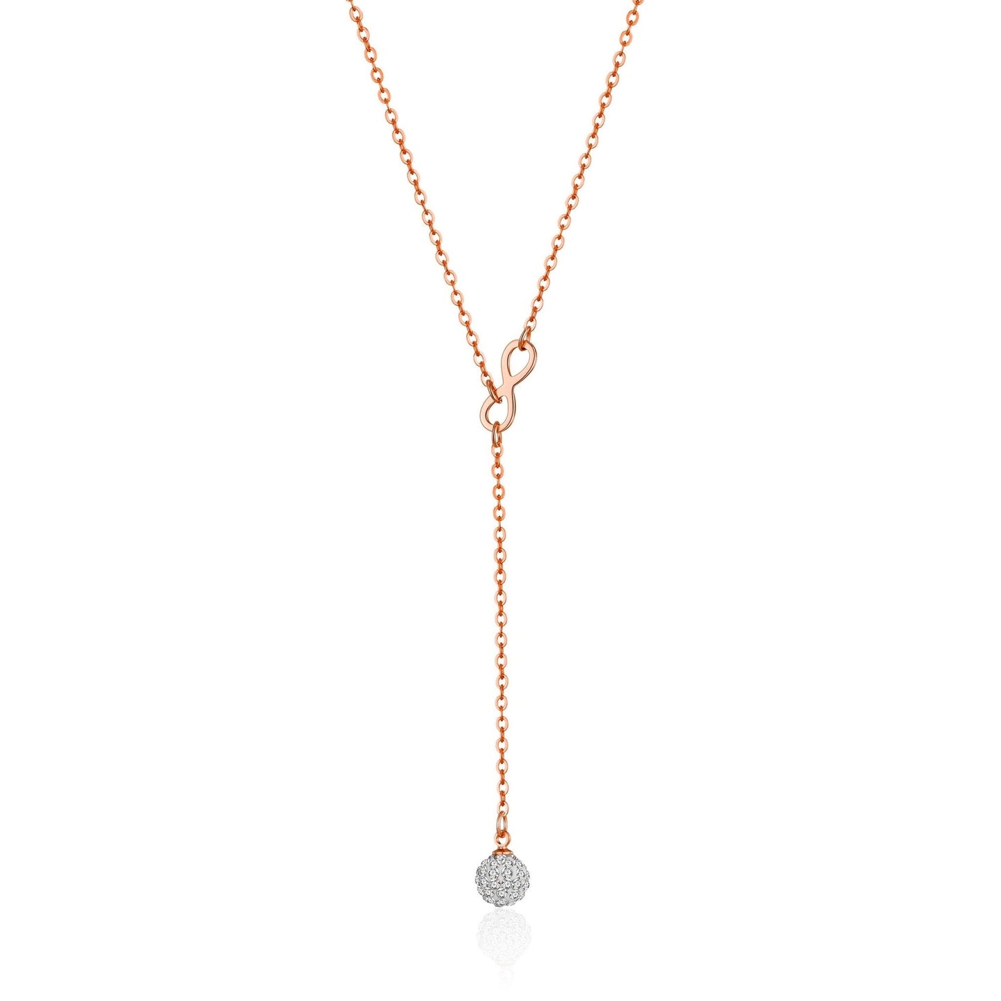 Rose Gold Plated Infinity Lariat Necklace Created with Zircondia® Crystals