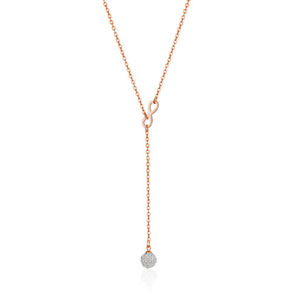 Rose Gold Plated Infinity Lariat Necklace Created with Zircondia® Crystals