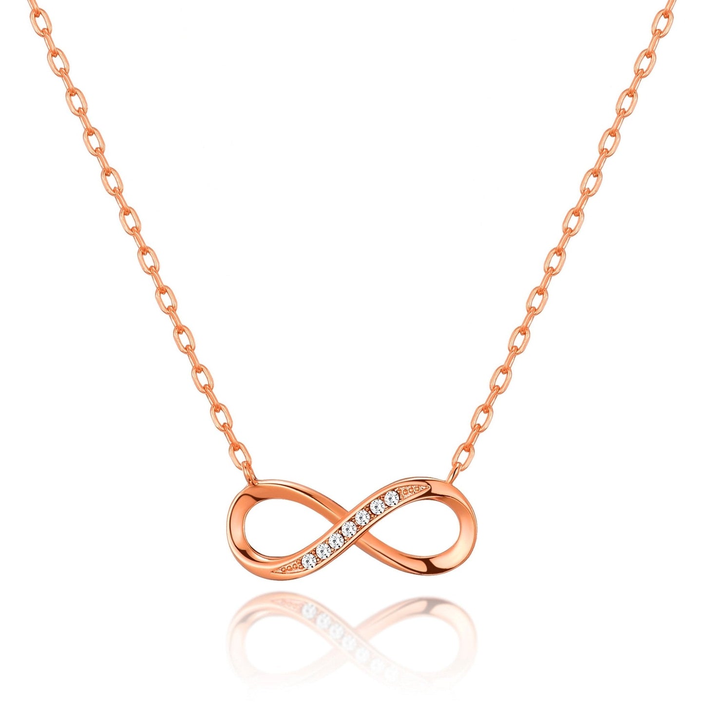 Rose Gold Plated Infinity Pendant Necklace Created with Zircondia® Crystals