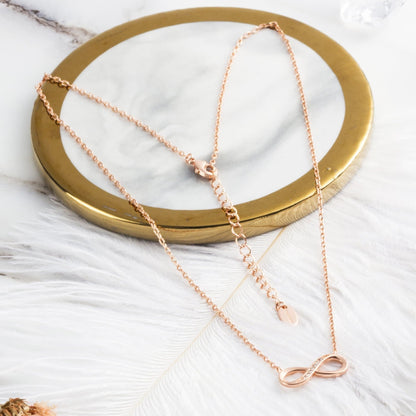 Rose Gold Plated Infinity Pendant Necklace Created with Zircondia® Crystals