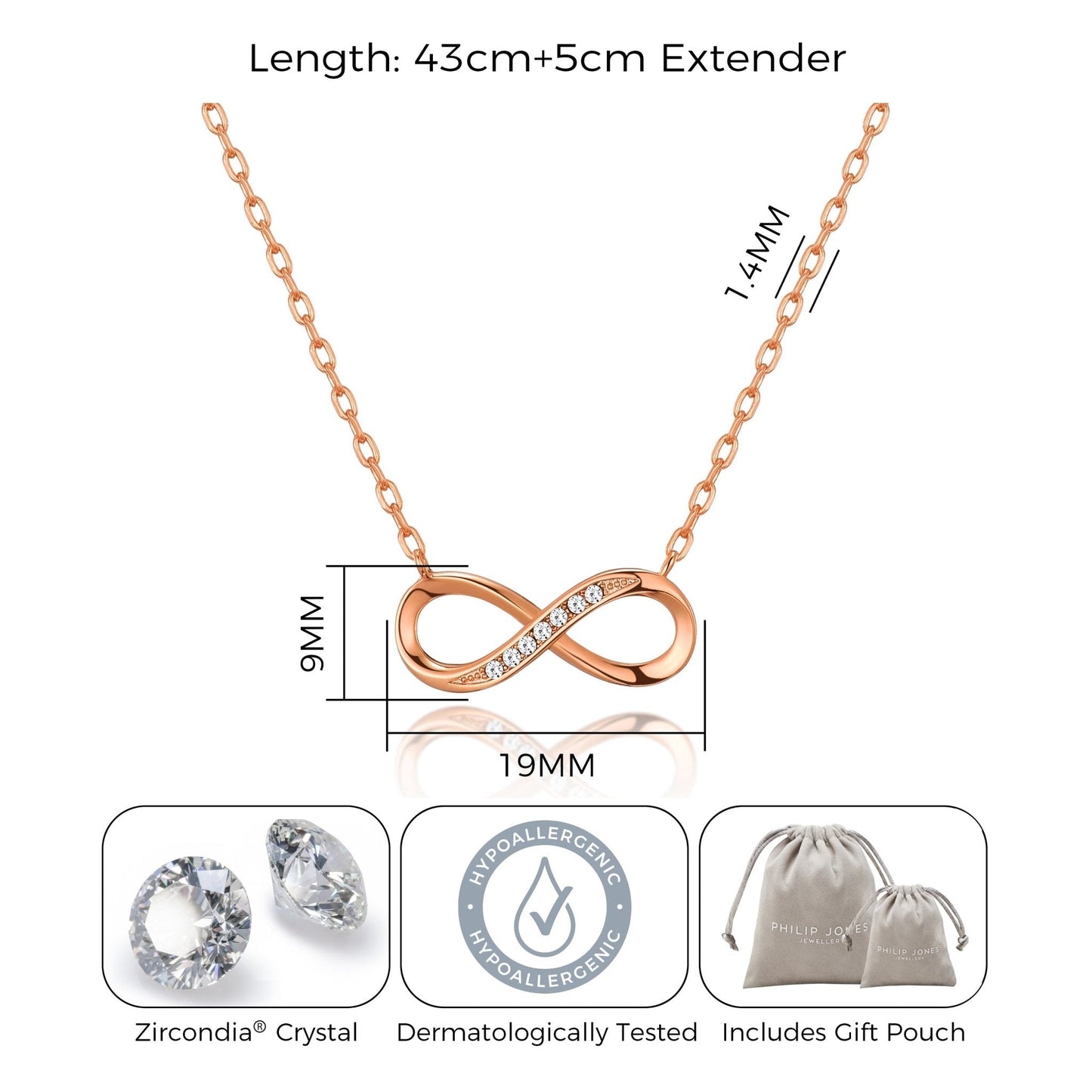Rose Gold Plated Infinity Pendant Necklace Created with Zircondia® Crystals