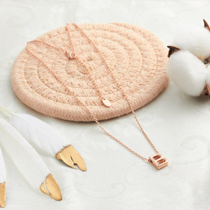 Rose Gold Plated Initial Necklace Letter B Created with Zircondia® Crystals