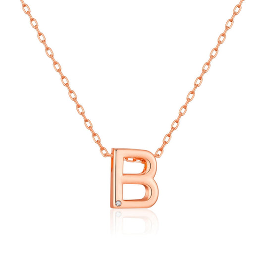 Rose Gold Plated Initial Necklace Letter B Created with Zircondia® Crystals