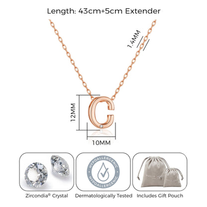 Rose Gold Plated Initial Necklace Letter C Created with Zircondia® Crystals