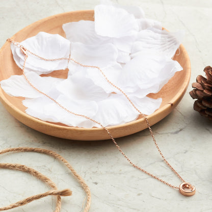 Rose Gold Plated Initial Necklace Letter C Created with Zircondia® Crystals