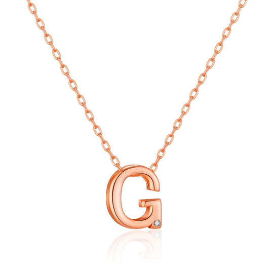 Rose Gold Plated Initial Necklace Letter G Created with Zircondia® Crystals