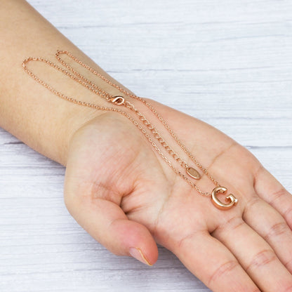 Rose Gold Plated Initial Necklace Letter G Created with Zircondia® Crystals