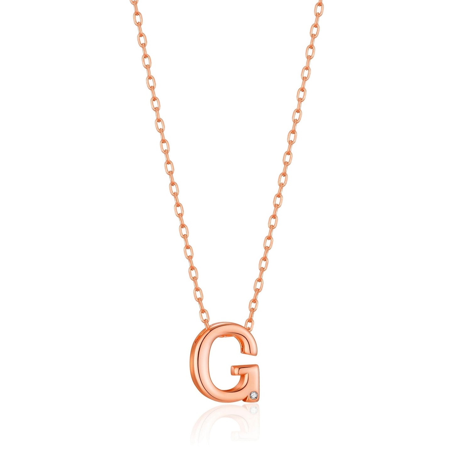Rose Gold Plated Initial Necklace Letter G Created with Zircondia® Crystals