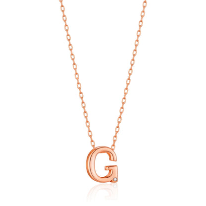 Rose Gold Plated Initial Necklace Letter G Created with Zircondia® Crystals