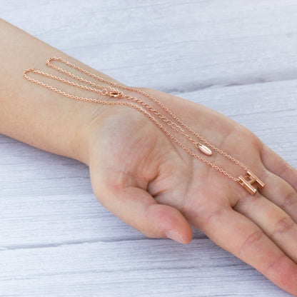 Rose Gold Plated Initial Necklace Letter H Created with Zircondia® Crystals