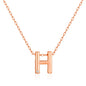 Rose Gold Plated Initial Necklace Letter H Created with Zircondia® Crystals