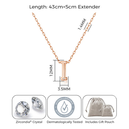 Rose Gold Plated Initial Necklace Letter I Created with Zircondia® Crystals