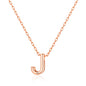 Rose Gold Plated Initial Necklace Letter J Created with Zircondia® Crystals