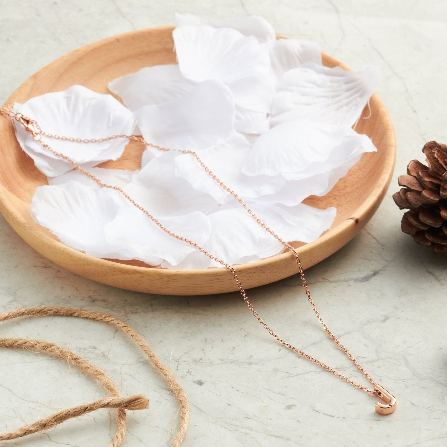 Rose Gold Plated Initial Necklace Letter J Created with Zircondia® Crystals