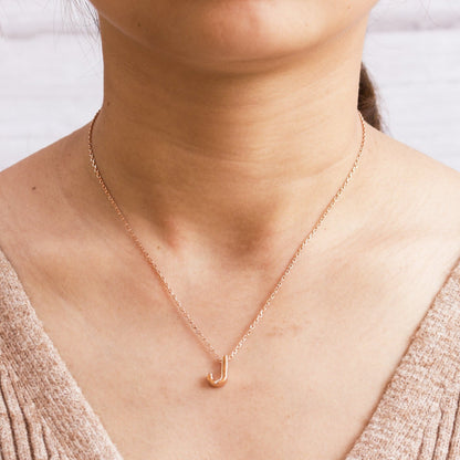 Rose Gold Plated Initial Necklace Letter J Created with Zircondia® Crystals