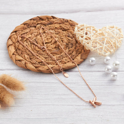 Rose Gold Plated Initial Necklace Letter K Created with Zircondia® Crystals