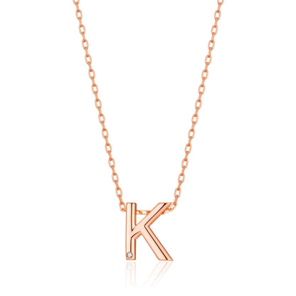 Rose Gold Plated Initial Necklace Letter K Created with Zircondia® Crystals