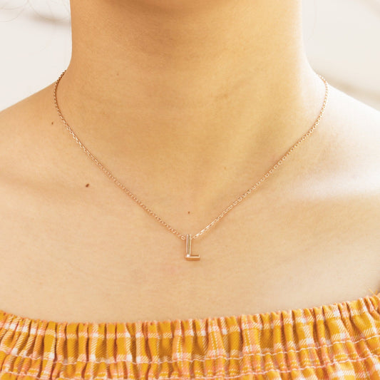 Rose Gold Plated Initial Necklace Letter L Created with Zircondia® Crystals