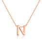 Rose Gold Plated Initial Necklace Letter N Created with Zircondia® Crystals
