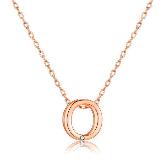 Rose Gold Plated Initial Necklace Letter O Created with Zircondia® Crystals