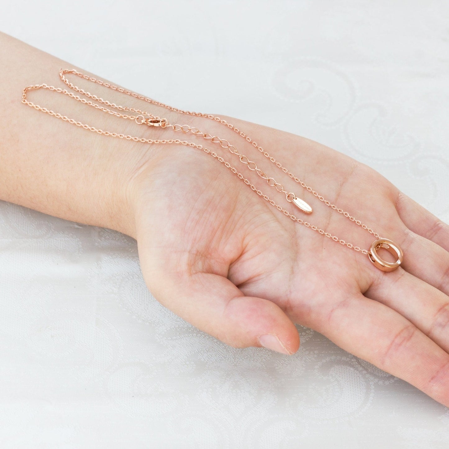 Rose Gold Plated Initial Necklace Letter O Created with Zircondia® Crystals