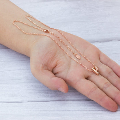 Rose Gold Plated Initial Necklace Letter P Created with Zircondia® Crystals