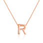 Rose Gold Plated Initial Necklace Letter R Created with Zircondia® Crystals