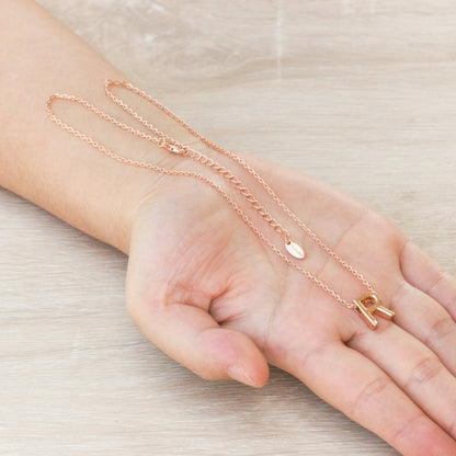 Rose Gold Plated Initial Necklace Letter R Created with Zircondia® Crystals