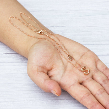 Rose Gold Plated Initial Necklace Letter S Created with Zircondia® Crystals