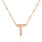 Rose Gold Plated Initial Necklace Letter T Created with Zircondia® Crystals