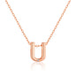 Rose Gold Plated Initial Necklace Letter U Created with Zircondia® Crystals