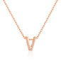Rose Gold Plated Initial Necklace Letter V Created with Zircondia® Crystals