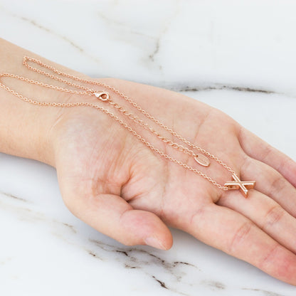 Rose Gold Plated Initial Necklace Letter X Created with Zircondia® Crystals