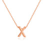 Rose Gold Plated Initial Necklace Letter X Created with Zircondia® Crystals