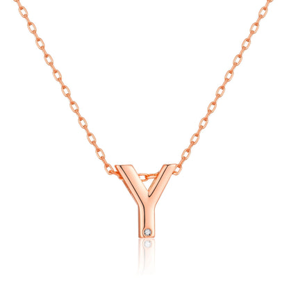 Rose Gold Plated Initial Necklace Letter Y Created with Zircondia® Crystals