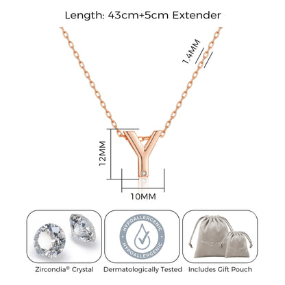 Rose Gold Plated Initial Necklace Letter Y Created with Zircondia® Crystals