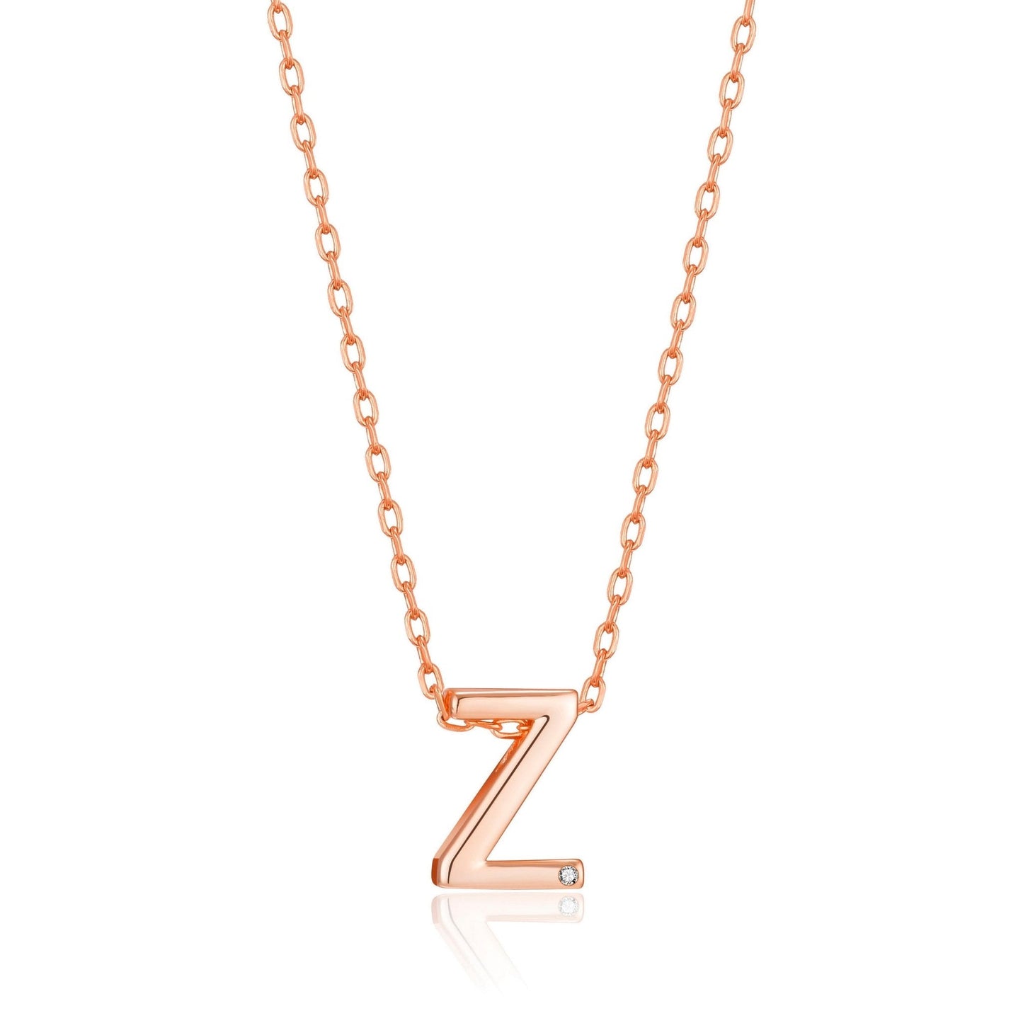 Rose Gold Plated Initial Necklace Letter Z Created with Zircondia® Crystals