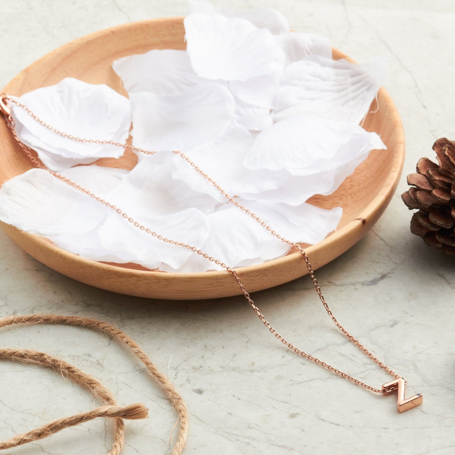 Rose Gold Plated Initial Necklace Letter Z Created with Zircondia® Crystals