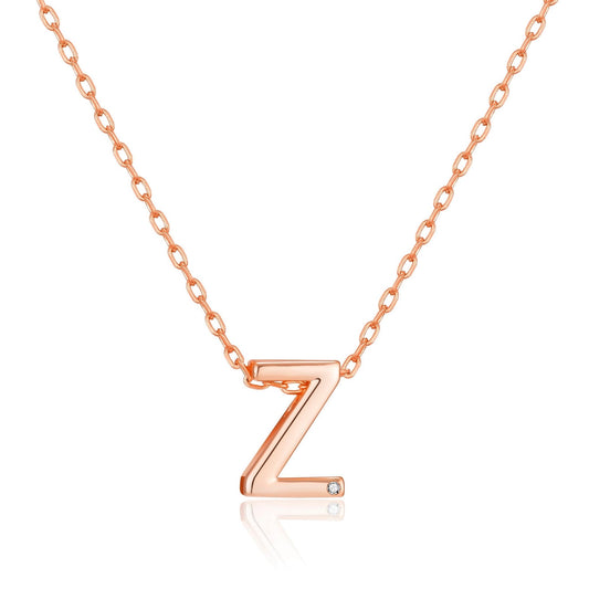 Rose Gold Plated Initial Necklace Letter Z Created with Zircondia® Crystals