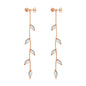 Rose Gold Plated Leaf Dangle Earrings Created with Zircondia® Crystals