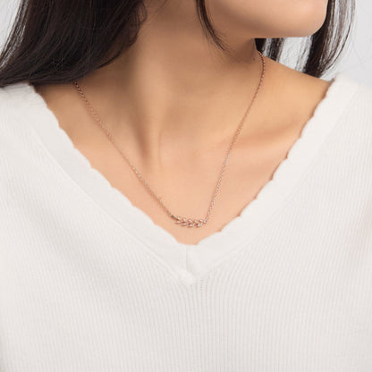 Rose Gold Plated Leaf Necklace Created with Zircondia® Crystals